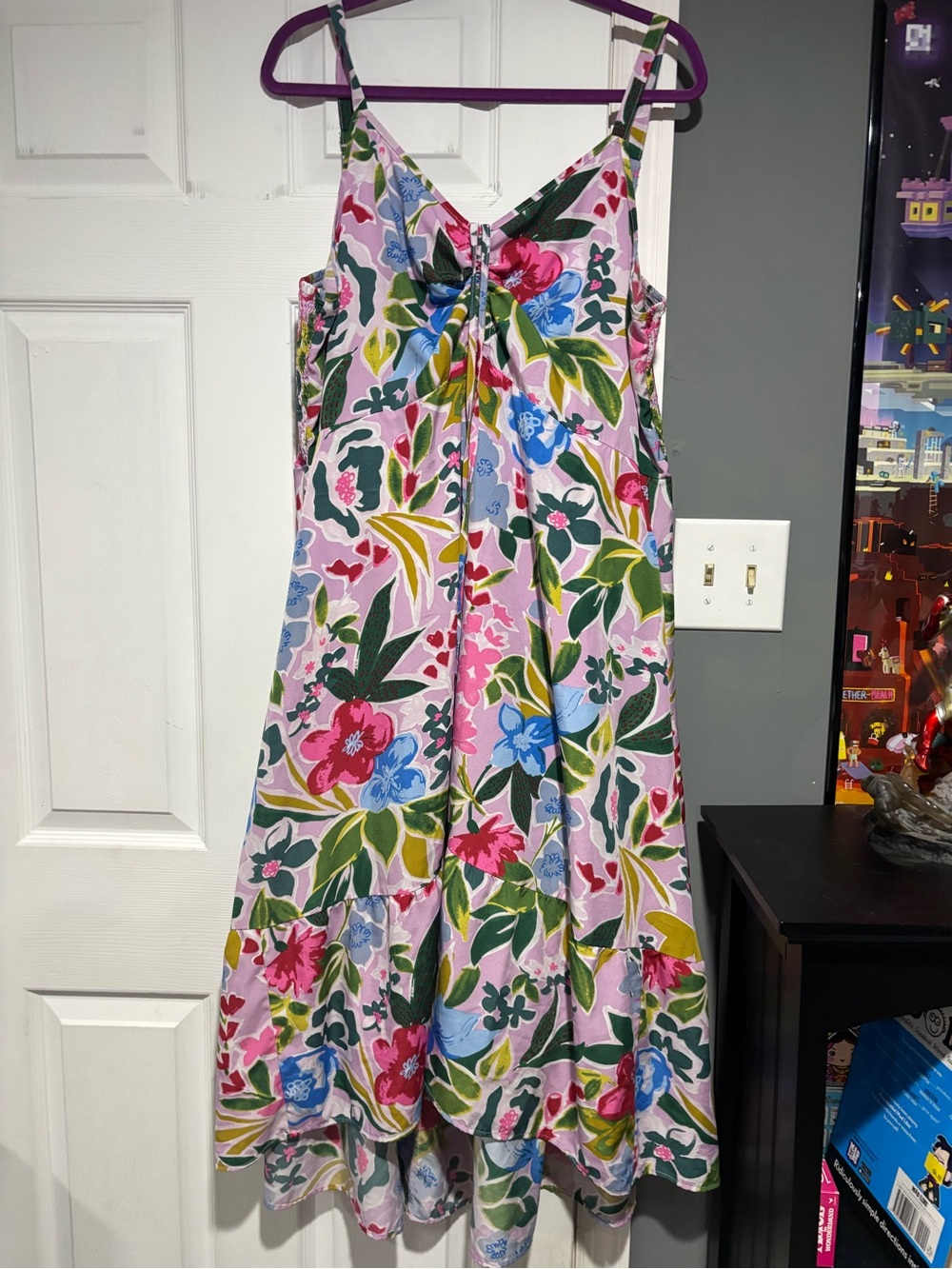 BloomChic Pink Floral Midi Dress with Multicolor Blooms
